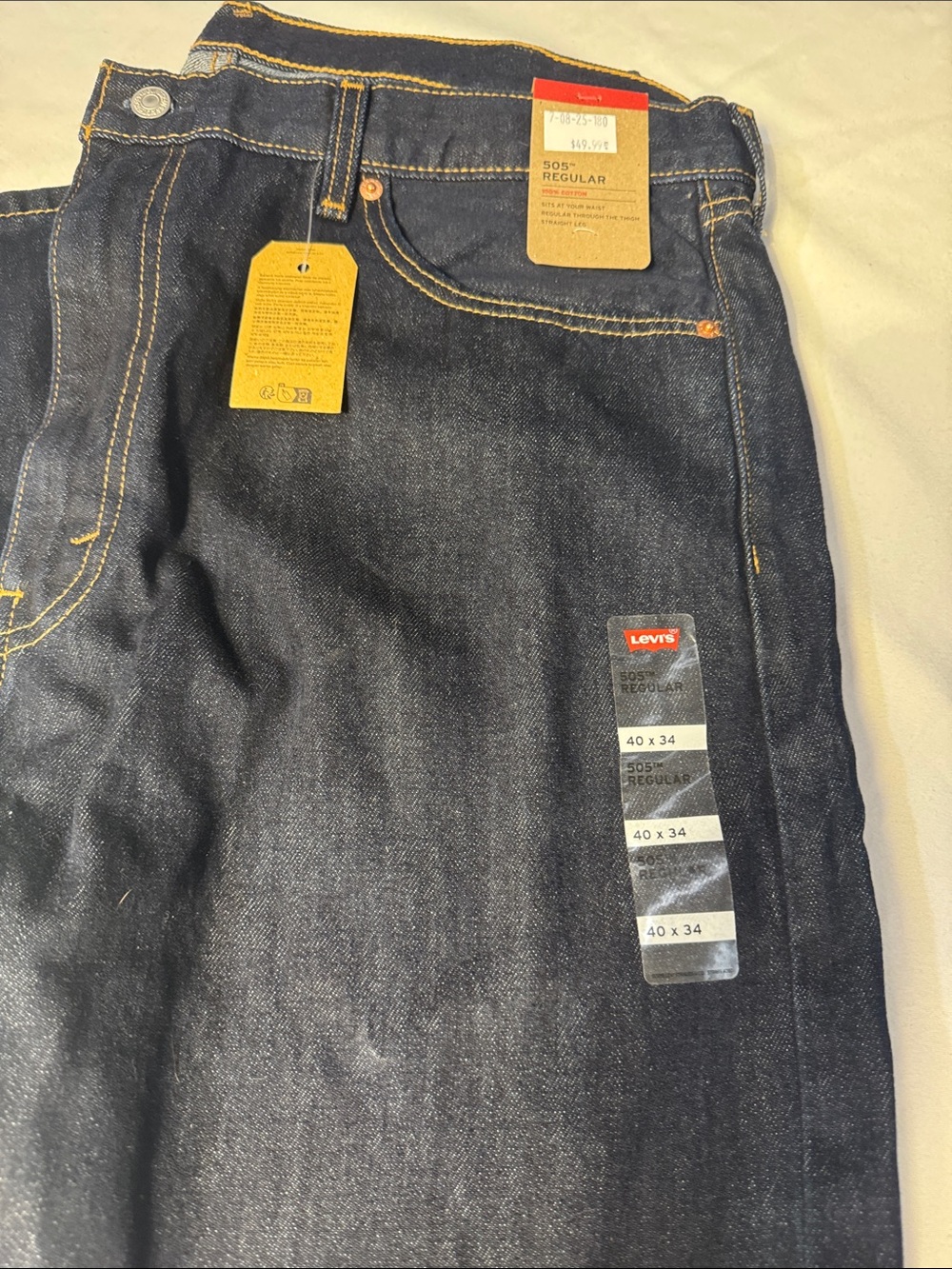 Levi's Men's Dark Indigo Straight Jeans 505 Regular 40x34 NEW